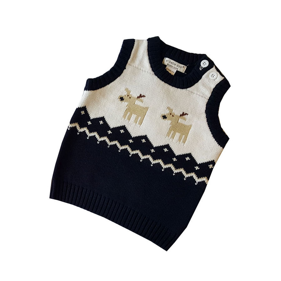 Children's Cotton Vest with Christmas Deer Design