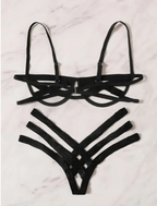 Bandage Underwear Splicing Sexy Steel Prop Bikini Split Hollow Three Points