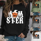 MOM STER Printed Round Neck Loose Long Sleeve Sweater