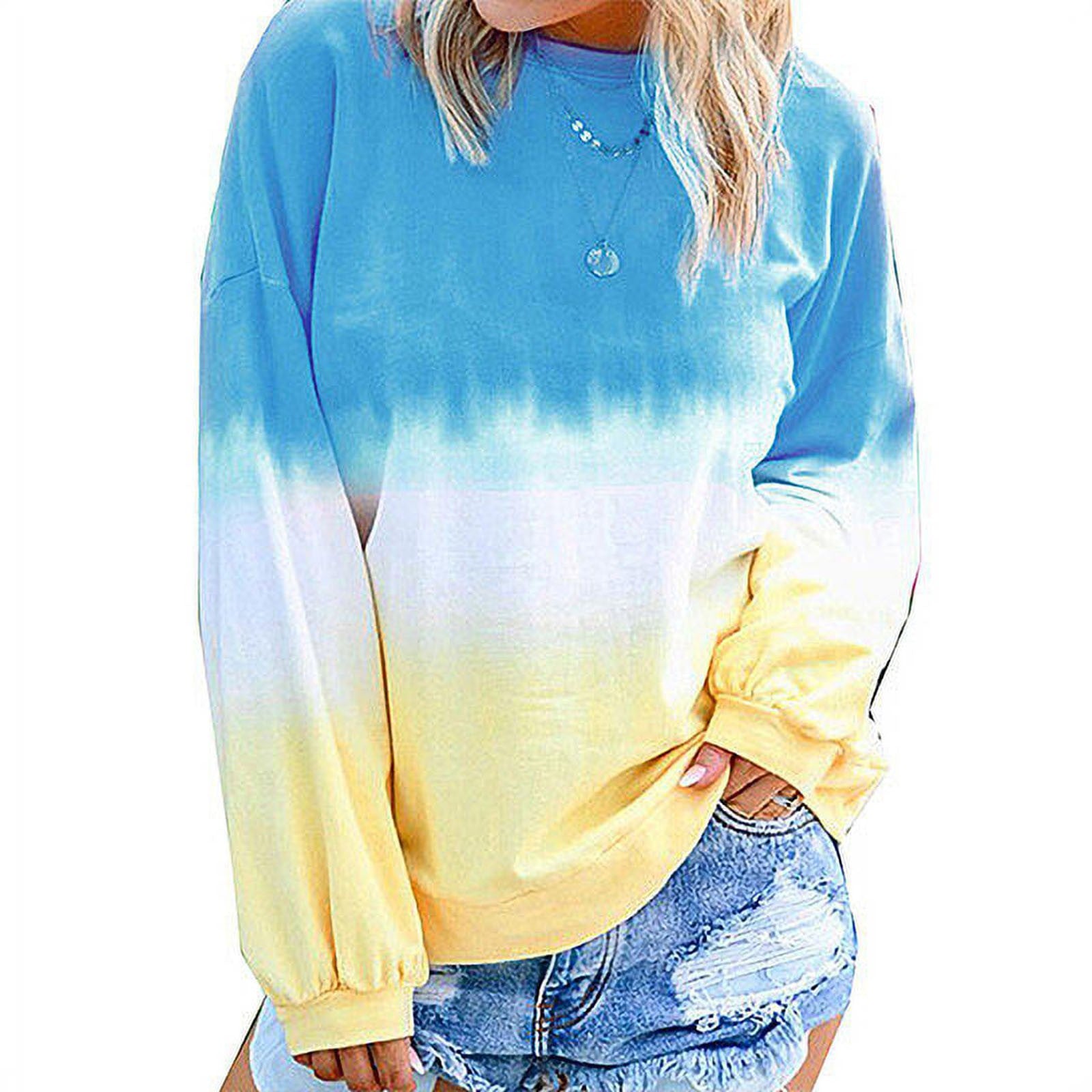 Women's Long Sleeve Rainbow Gradient Sweatshirt | Streetwear