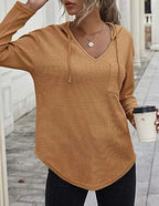 Casual V-neck Long Sleeve Hoodie | Streetwear