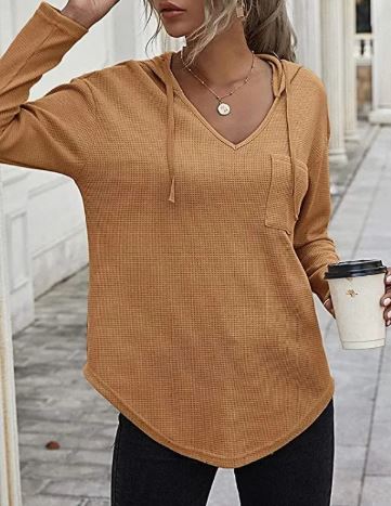 Casual V-neck Long Sleeve Hoodie | Streetwear