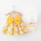 Summer Princess Dress for Baby Girls with Bow and Hat