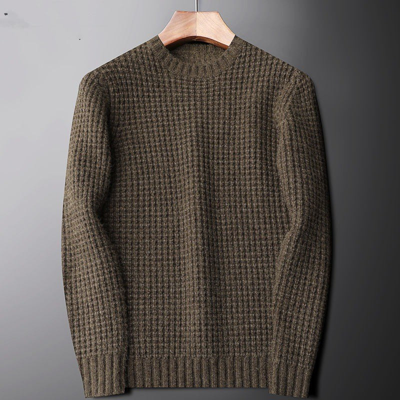 Men's Two-Color Round Neck Wool-Like Sweater