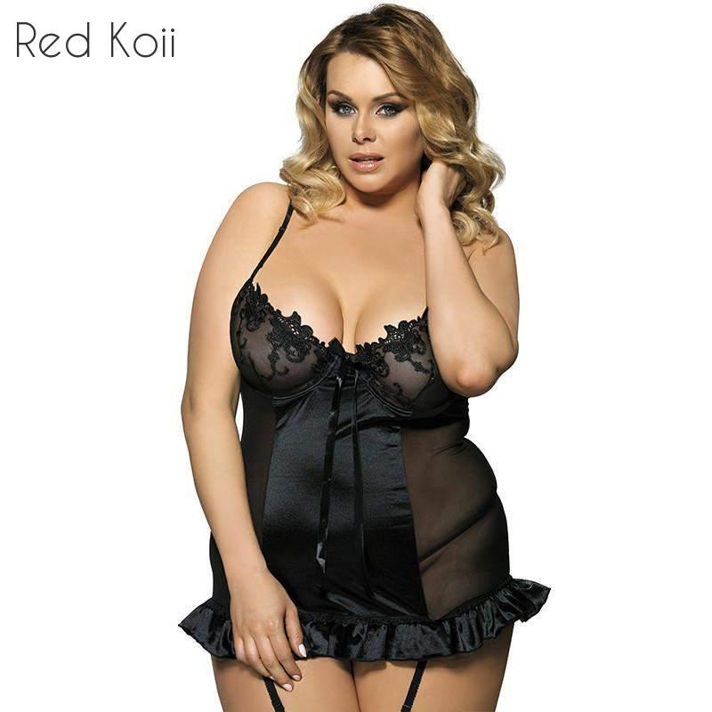 Silk Lace Suspender Nightdress, Plus Size Lingerie