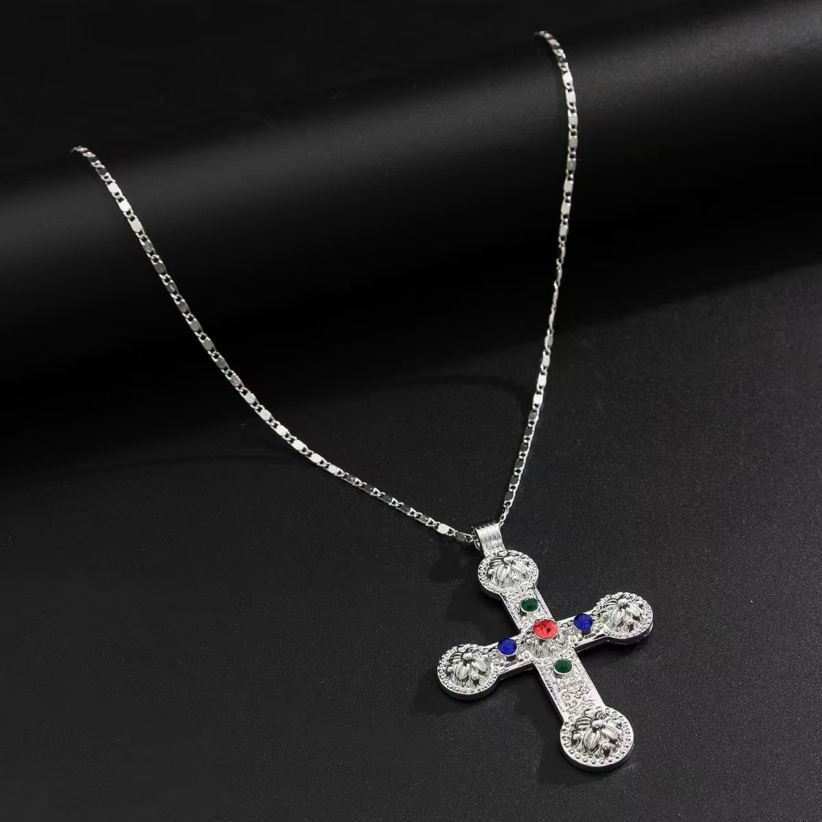 Jeweled Cross Drop Earrings