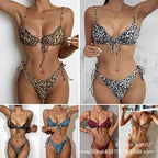 2021 New European and American Ruffled Leopard Bikini