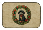 Portuguese Water Dog Christmas Flowers Dish Drying Mat
