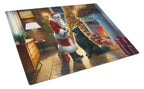 Belgian Sheepdog and Santa Claus Glass Cutting Board
