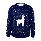 Digital Christmas Alpaca Print Crew Neck Sweatshirt | Streetwear
