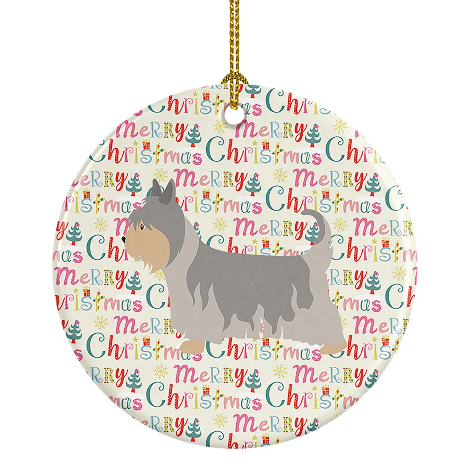 Australian Silky Terrier Merry Christmas Ceramic Ornament