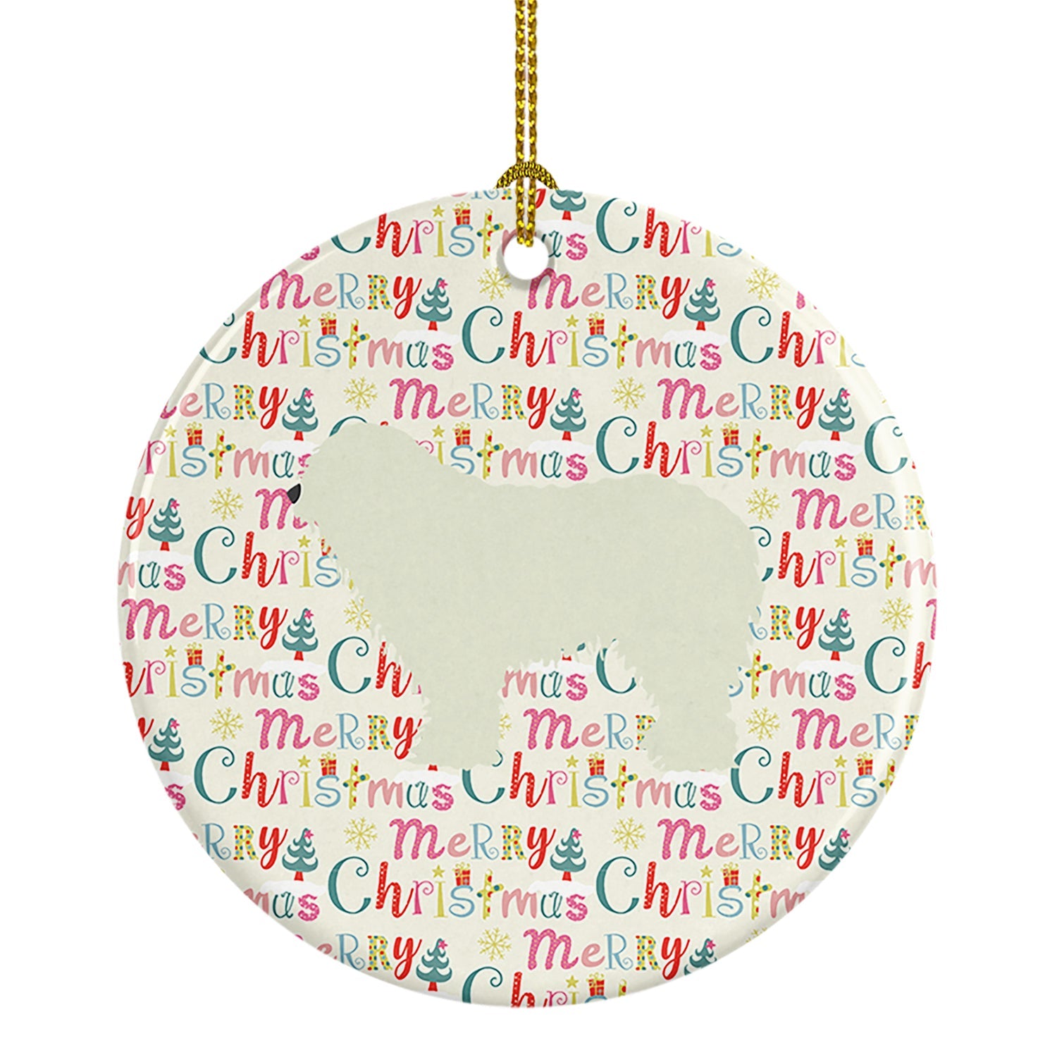 Komondor Merry Christmas Ceramic Ornament