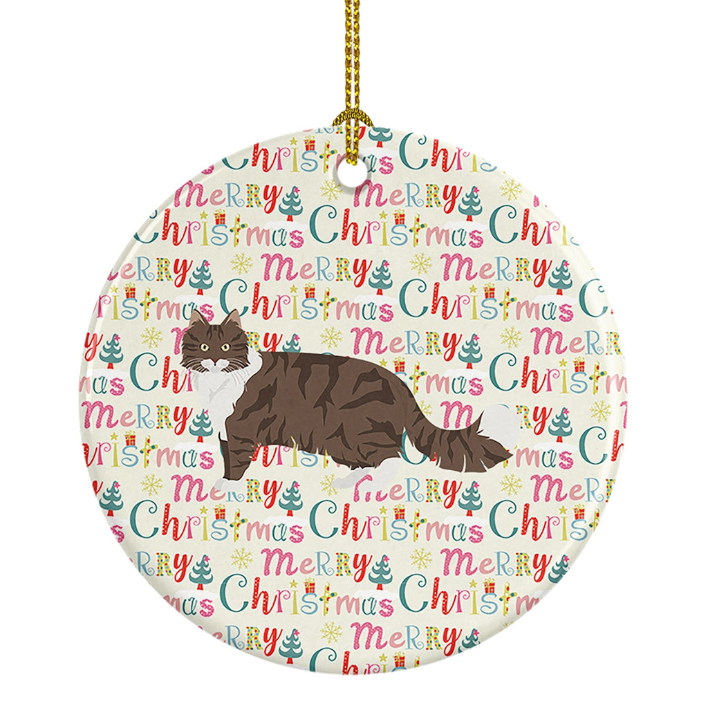 Norwegian Forest Cat Christmas Ceramic Ornament