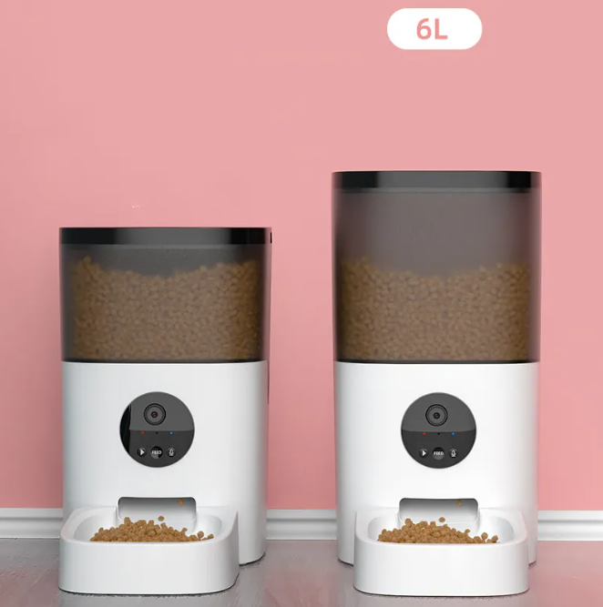 Automatic Pet Feeder with Camera Programmable Timed Cat Dog Food Dispenser 4L 6L Wi-Fi App Portion Control Auto Feeder
