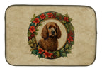 Irish Water Spaniel Christmas Flowers Dish Drying Mat