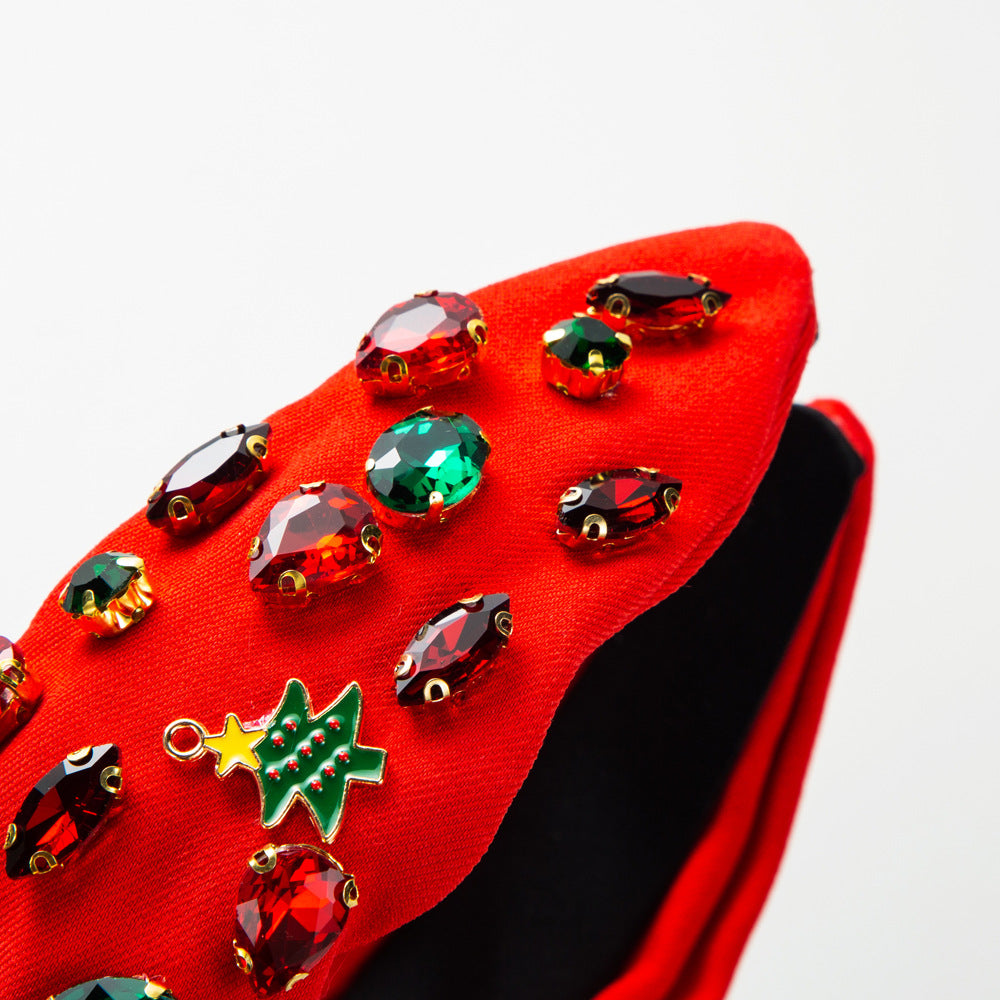 Handmade Christmas Tree Headband with Knot Design