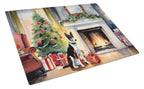 Basenji Cozy Christmas Glass Cutting Board