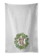 Dachshund Red Puppy Christmas Wreath Kitchen Towel Set of 2