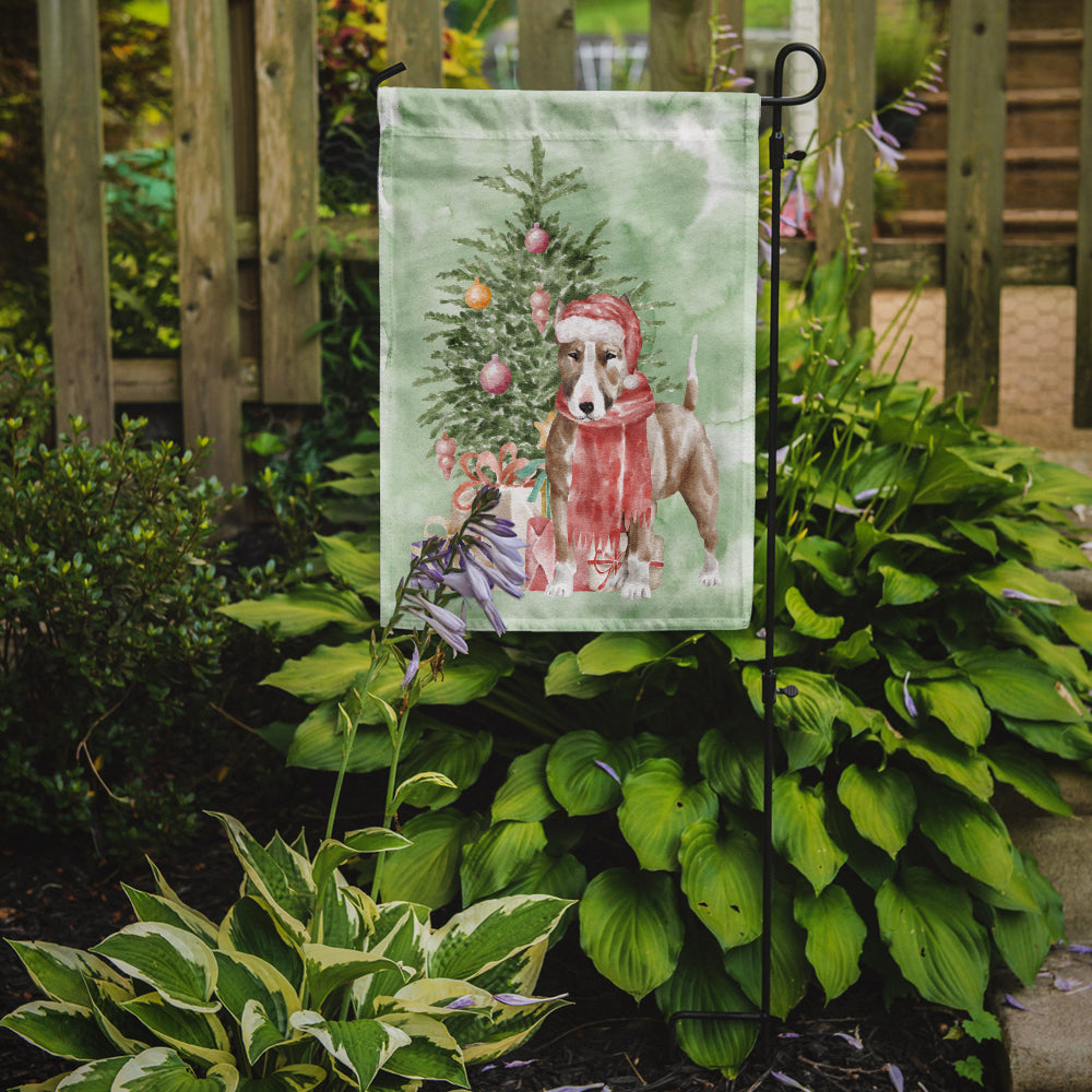 Bull Terrier Red Christmas Presents and Tree Garden Flag