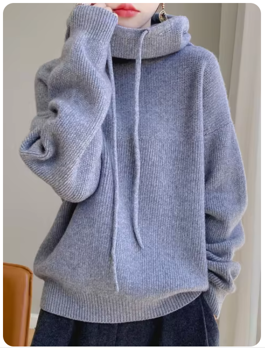 100% Australia Wool Women's Hooded Sweater Long Sleeve Pullovers New Arrivals Knitted Jumper Cashmere New In Sweatshirts Fashion