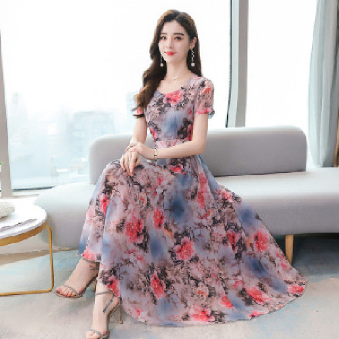 Korean Style Printed Summer Dress for Women