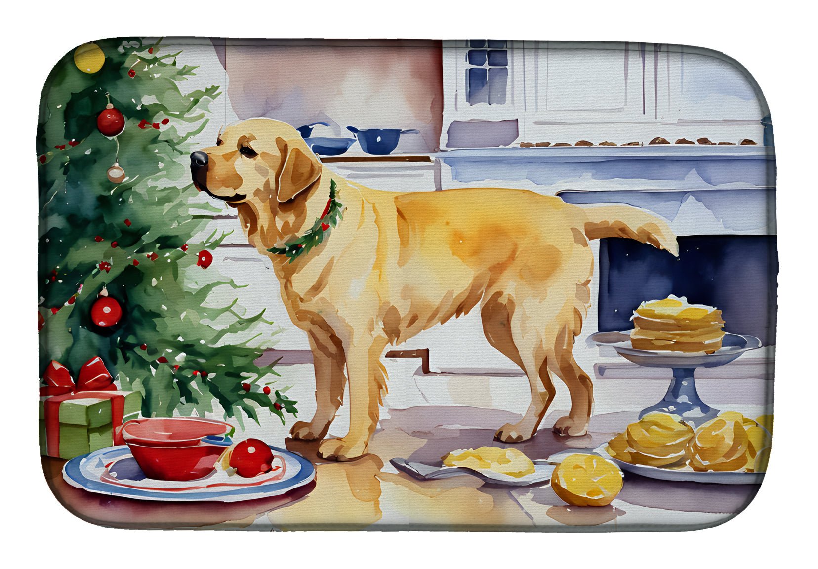 Labrador Retriever Christmas Cookies Dish Drying Mat