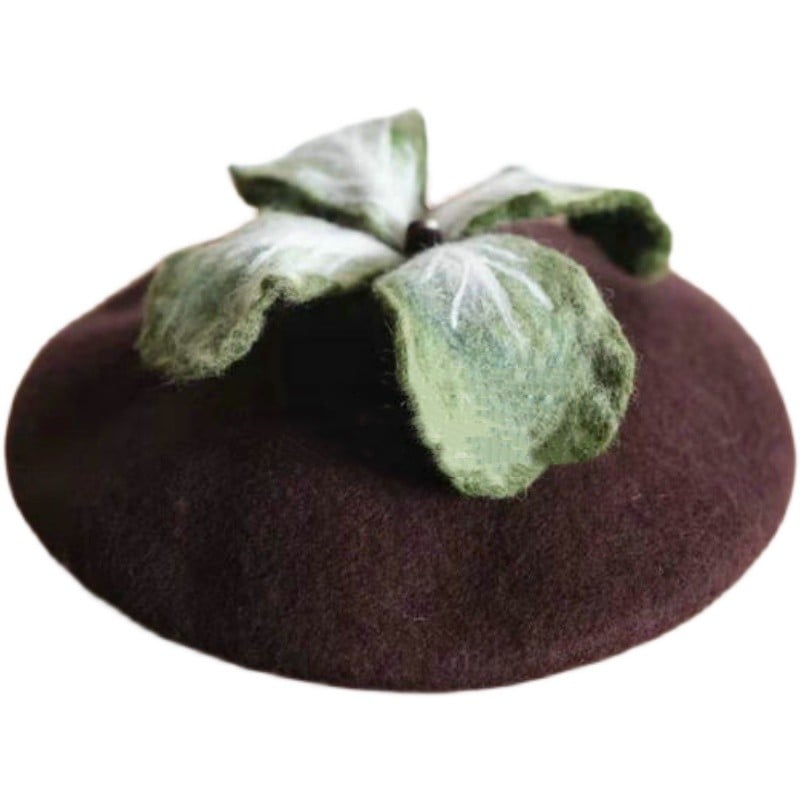 Handmade Japanese Wool Painter Hat | Embroidered Cap