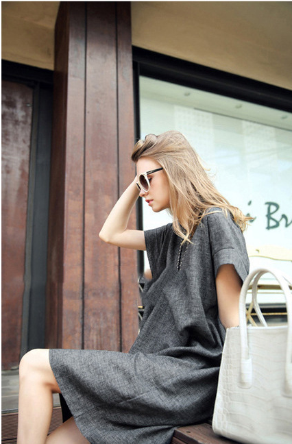 Cotton-Linen Slim Fit Dress