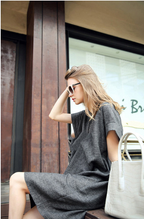 Cotton-Linen Slim Fit Dress