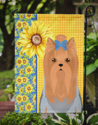 Summer Sunflowers Blue and Tan Full Coat Yorkshire Terrier Garden Flag