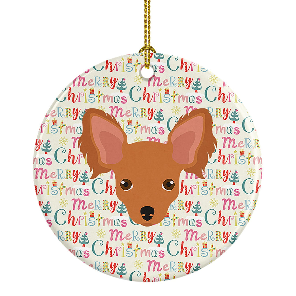 Russian Tor Terrier Merry Christmas Ceramic Ornament