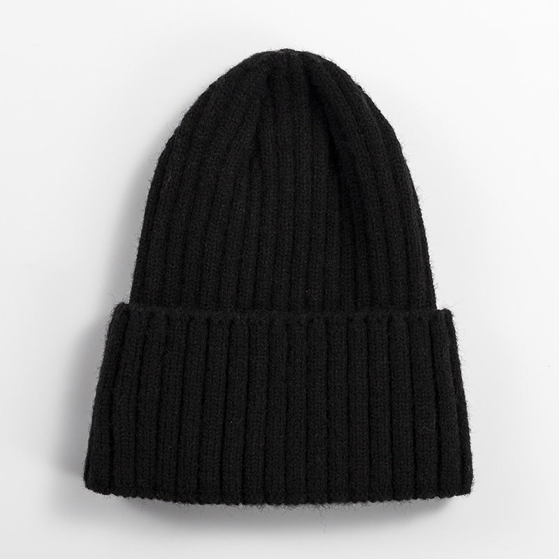 Korean-Style Women's Knitted Woolen Beanie Hat | Embroidered Cap