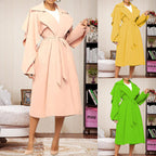 Women's Stylish Mid-Length Solid Color Polo Coat