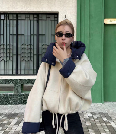 Detachable Cap Round Neck Double-sided Coat