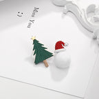 Korean Style Silver Stud Earrings with Christmas Tree