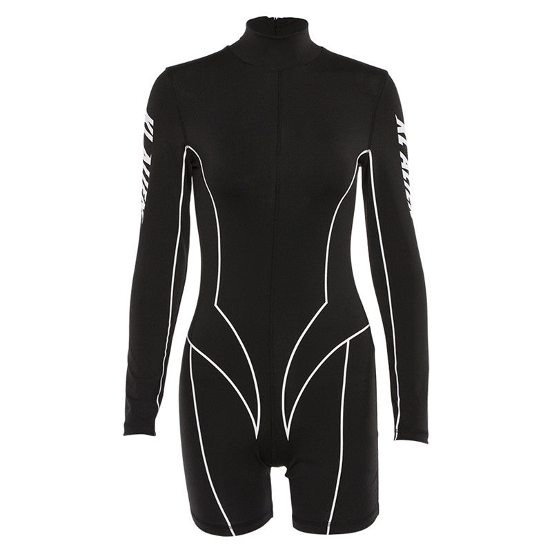 Printed Long Sleeve Fitness Bodysuit