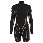 Printed Long Sleeve Fitness Bodysuit
