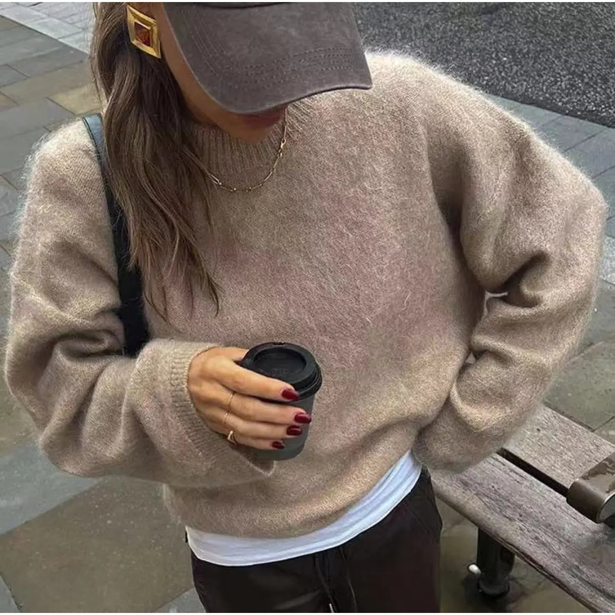Burgundy Long Sleeve Pullover Sweater | Streetwear