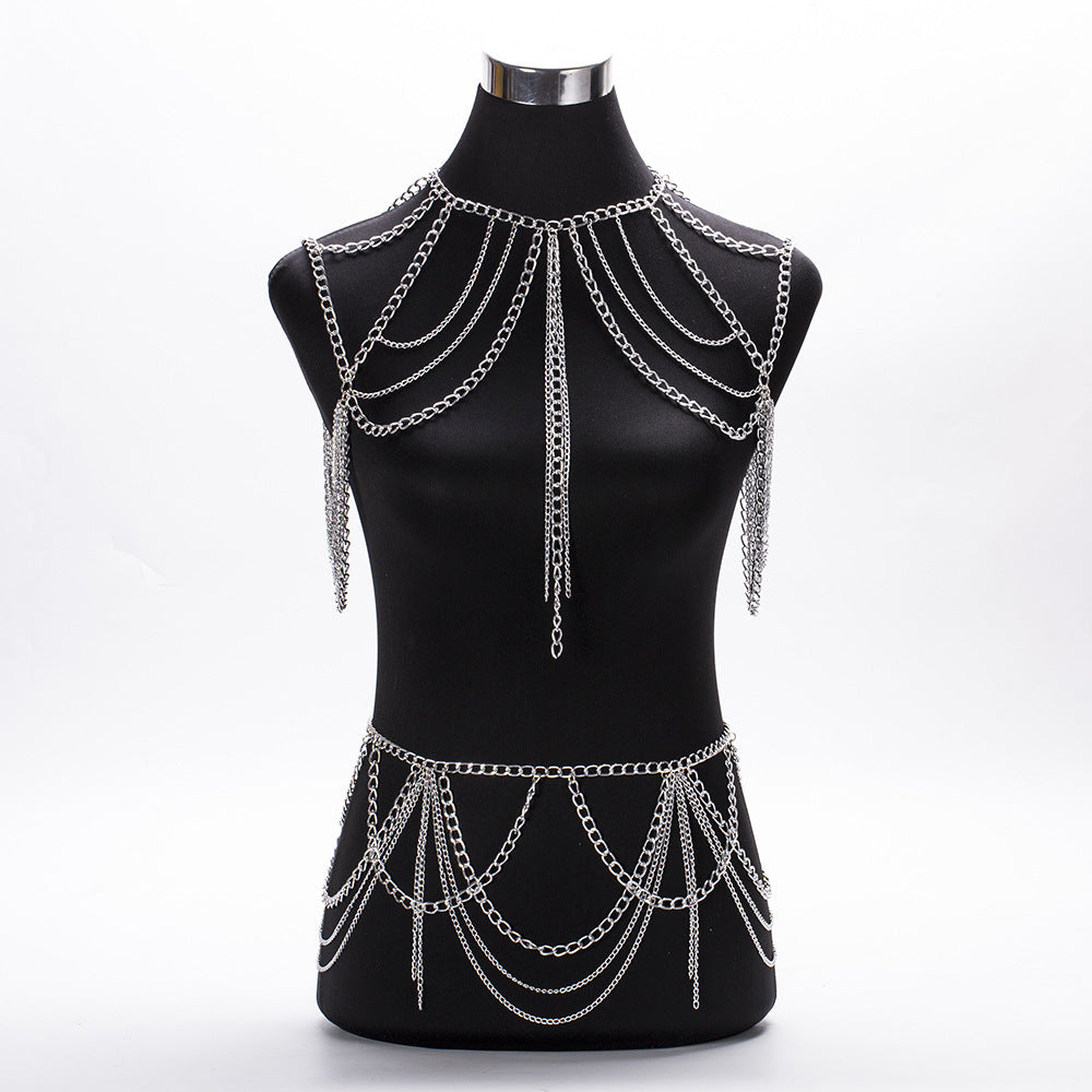 Layered Silver Chain Body Harness
