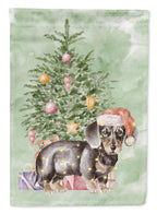 Dachshund Black Tan Puppy Christmas Presents and Tree Garden Flag