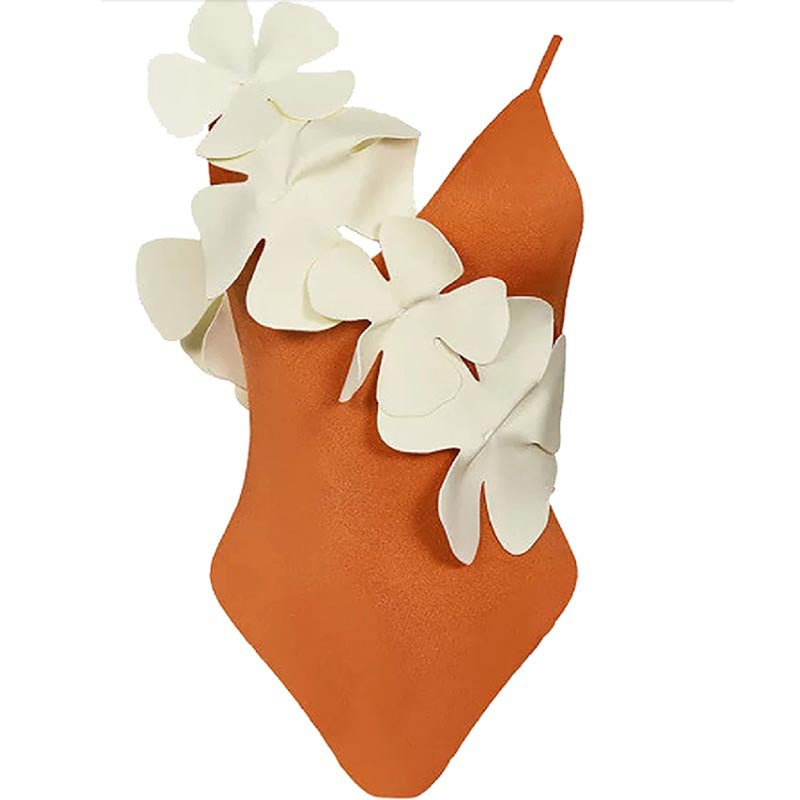 2023 Women's Floral Asymmetrical One-Piece Swimsuit