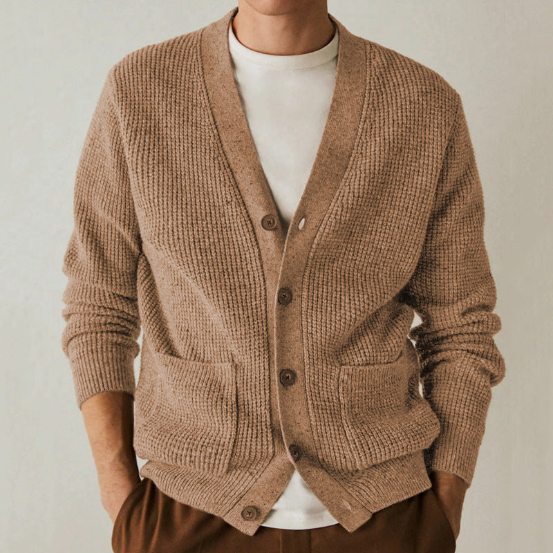 V-neck Thick Cardigan Sweater for Autumn and Winter