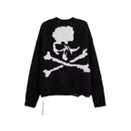 Dark Skull Ripped Thick Thread Knit Sweater