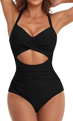Leopard Halter Cutout One-Piece Swimsuit