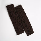 Mid-Length Knitted Wool Leggings with Rhombus Pattern