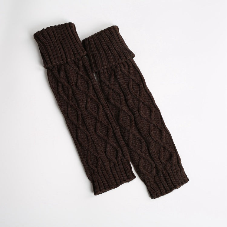 Mid-Length Knitted Wool Leggings with Rhombus Pattern