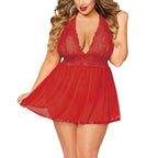 Plus Size Women Sexy Lace Sleepwear Nightgown