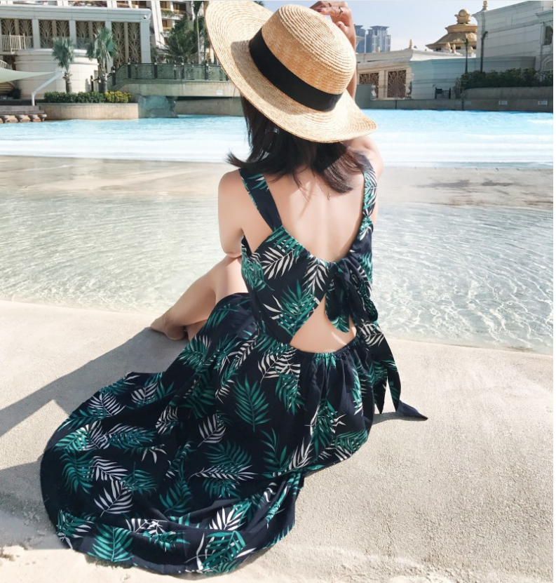 Bohemian Print Maxi Dress with Spaghetti Straps