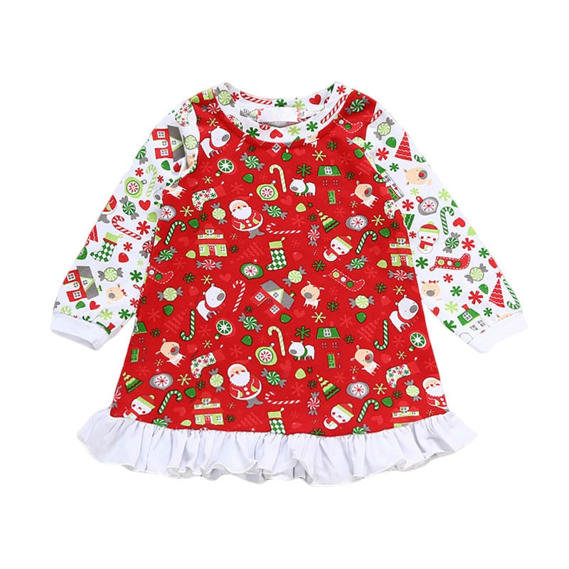 Christmas Baby Dress with Holiday Print Design