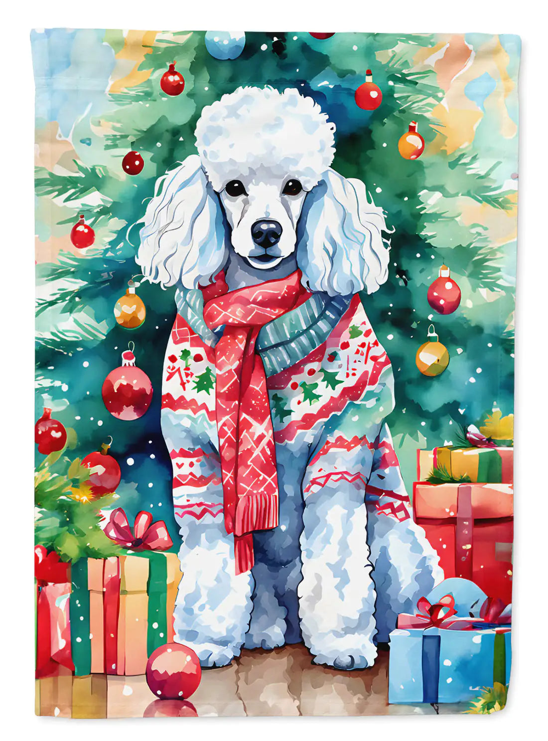 Poodle Christmas House Flag